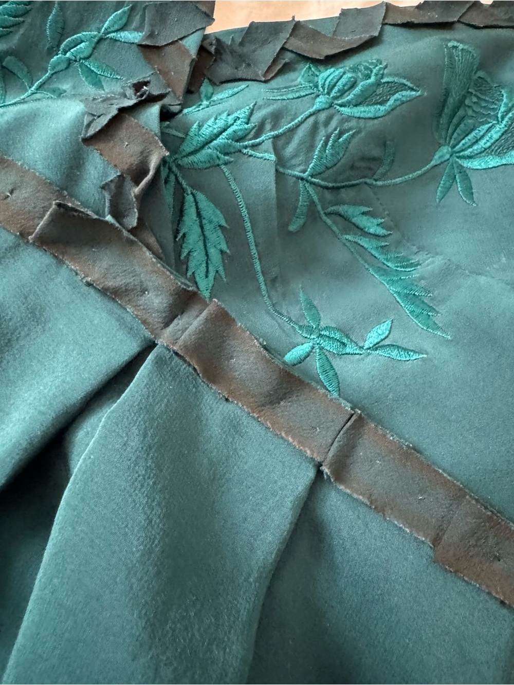 Sue Wong Teal Embroidered V-Neck Midi Dress - Picture 10 of 11